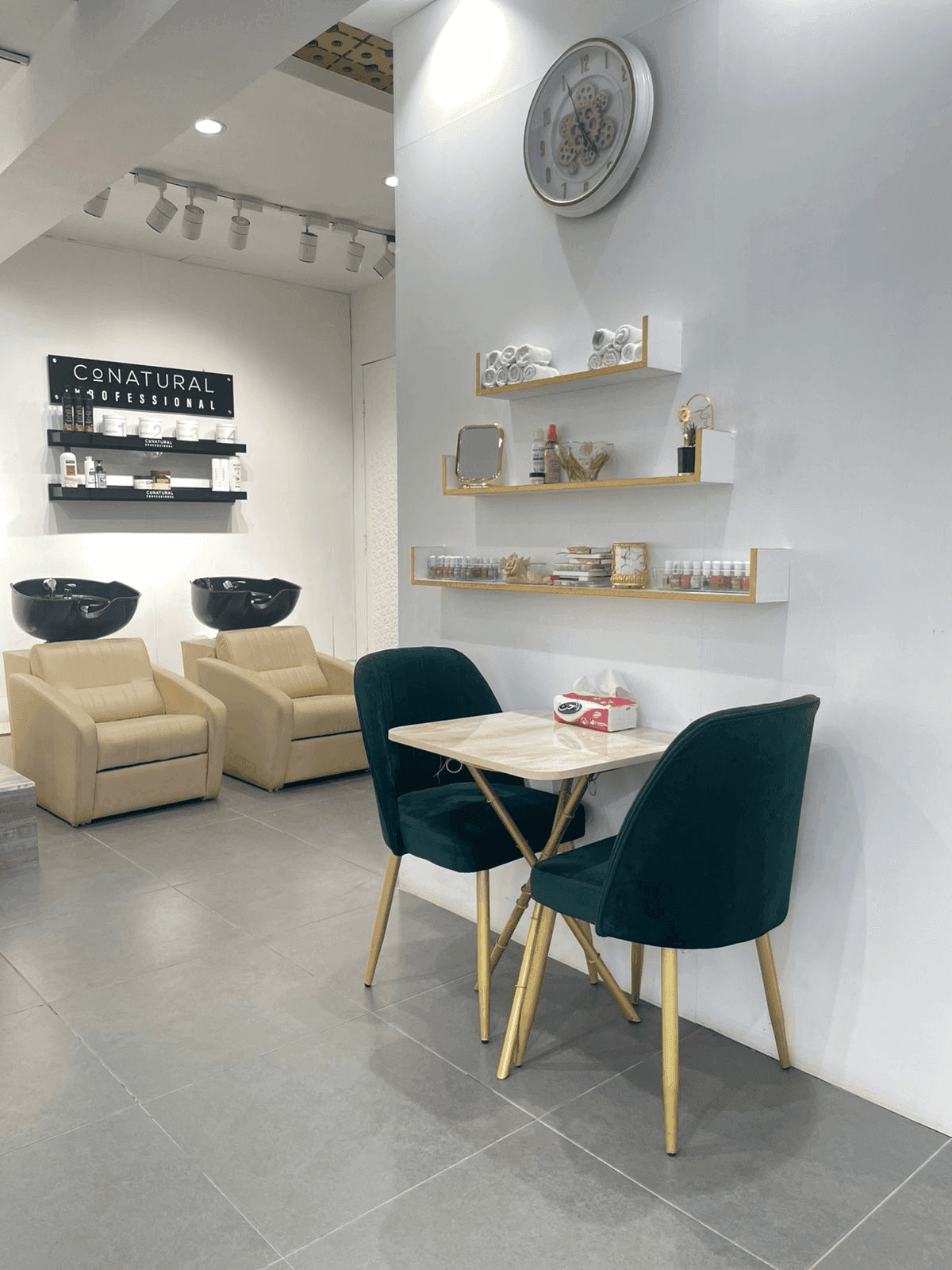 Inside Rabbiz Salon — styling area